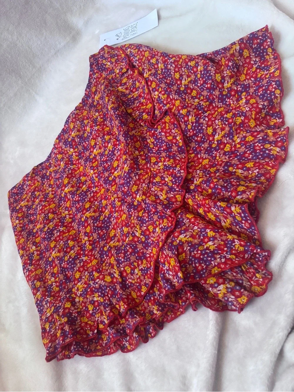 Patrons of Peace Raspberry Floral Ruffle Wrap Skort Size Small NWT Boho Festival